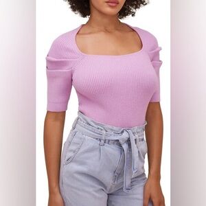 ASTR Adelia Puff Sleeve Sweater in Orchid, Size Medium